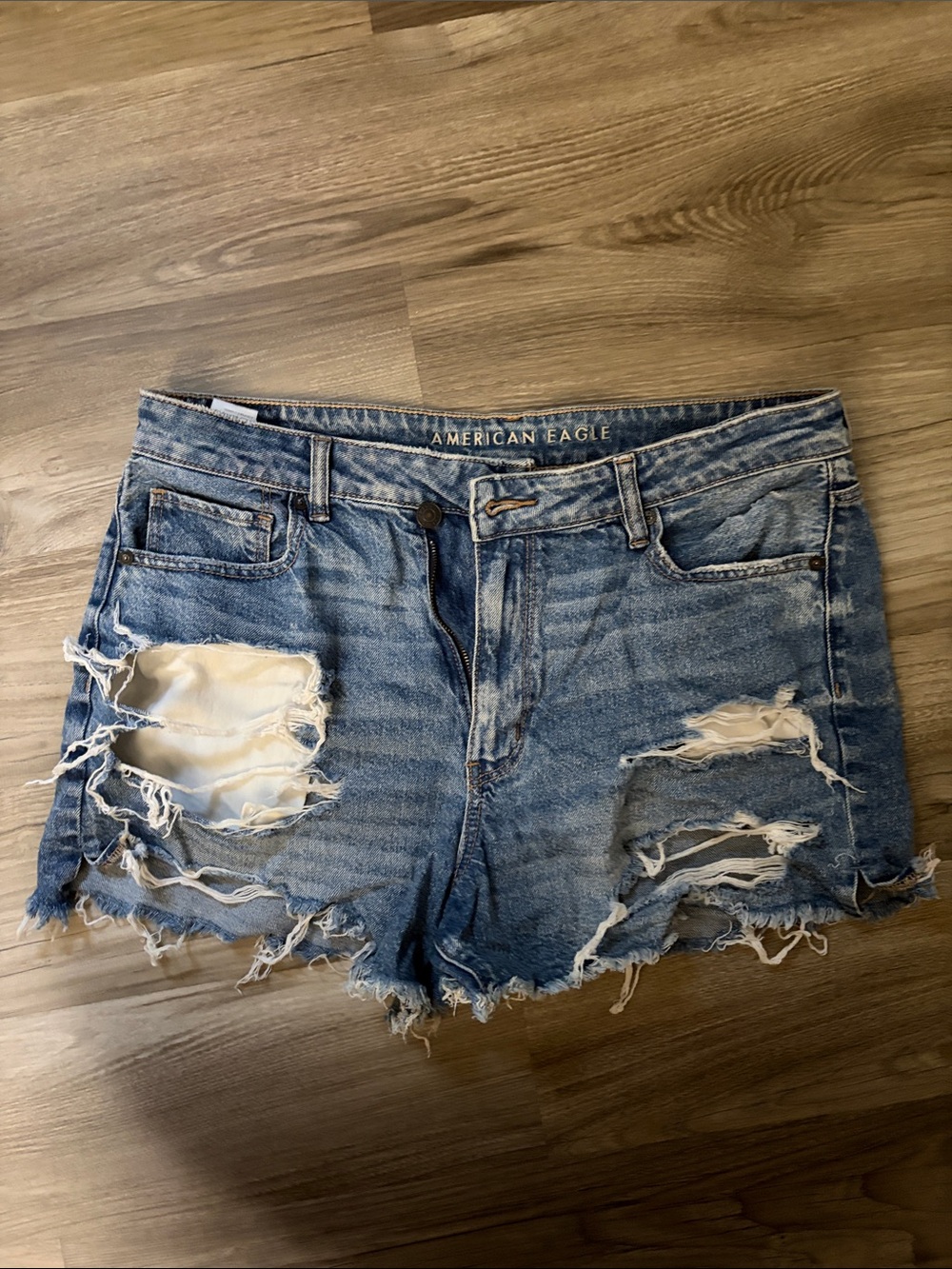 American Eagle Outfitters Distressed Light Blue Denim Shorts